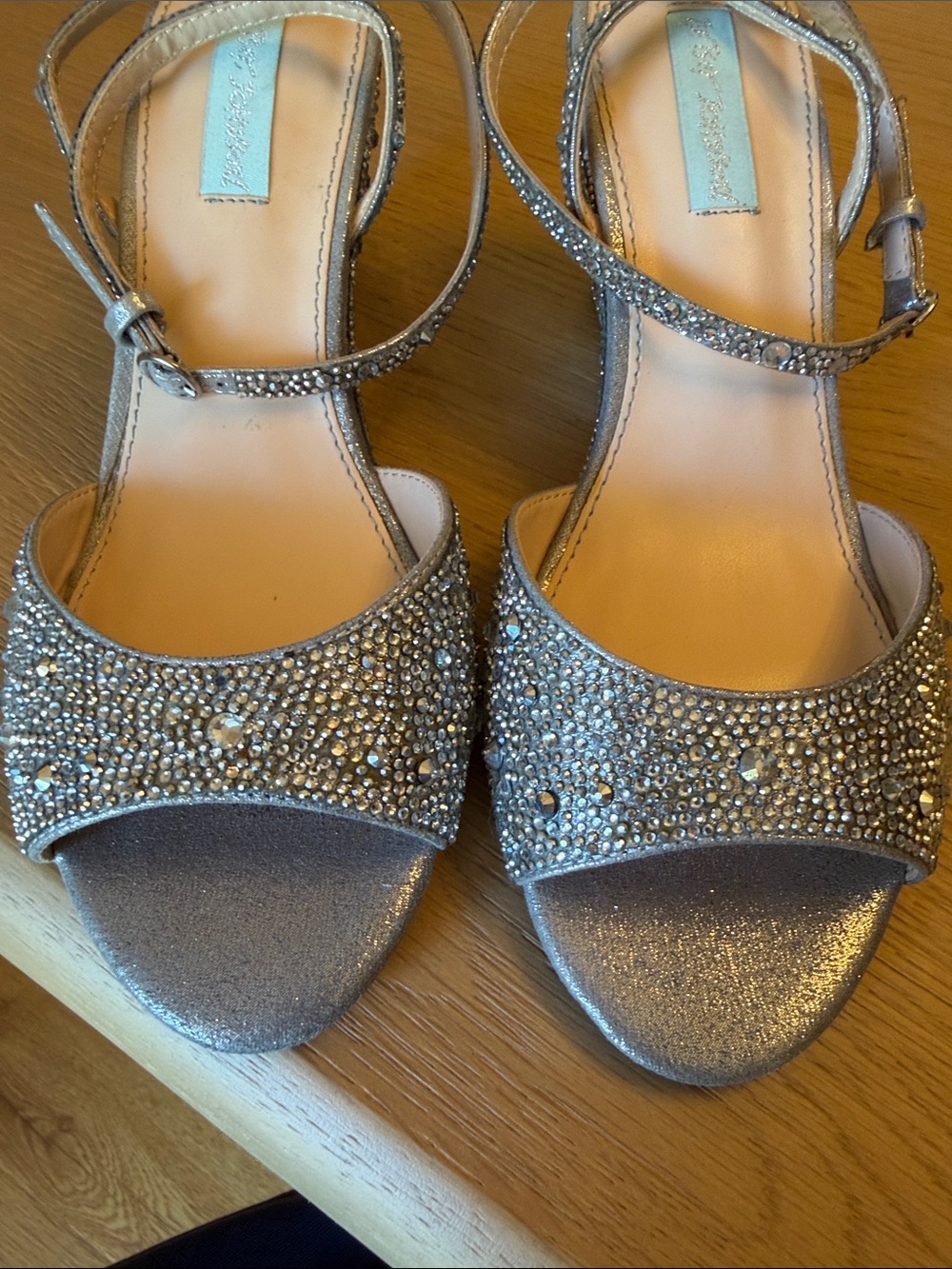 Betsey Johnson Embellished Silver Wedge Sandals - Picture 7 of 7